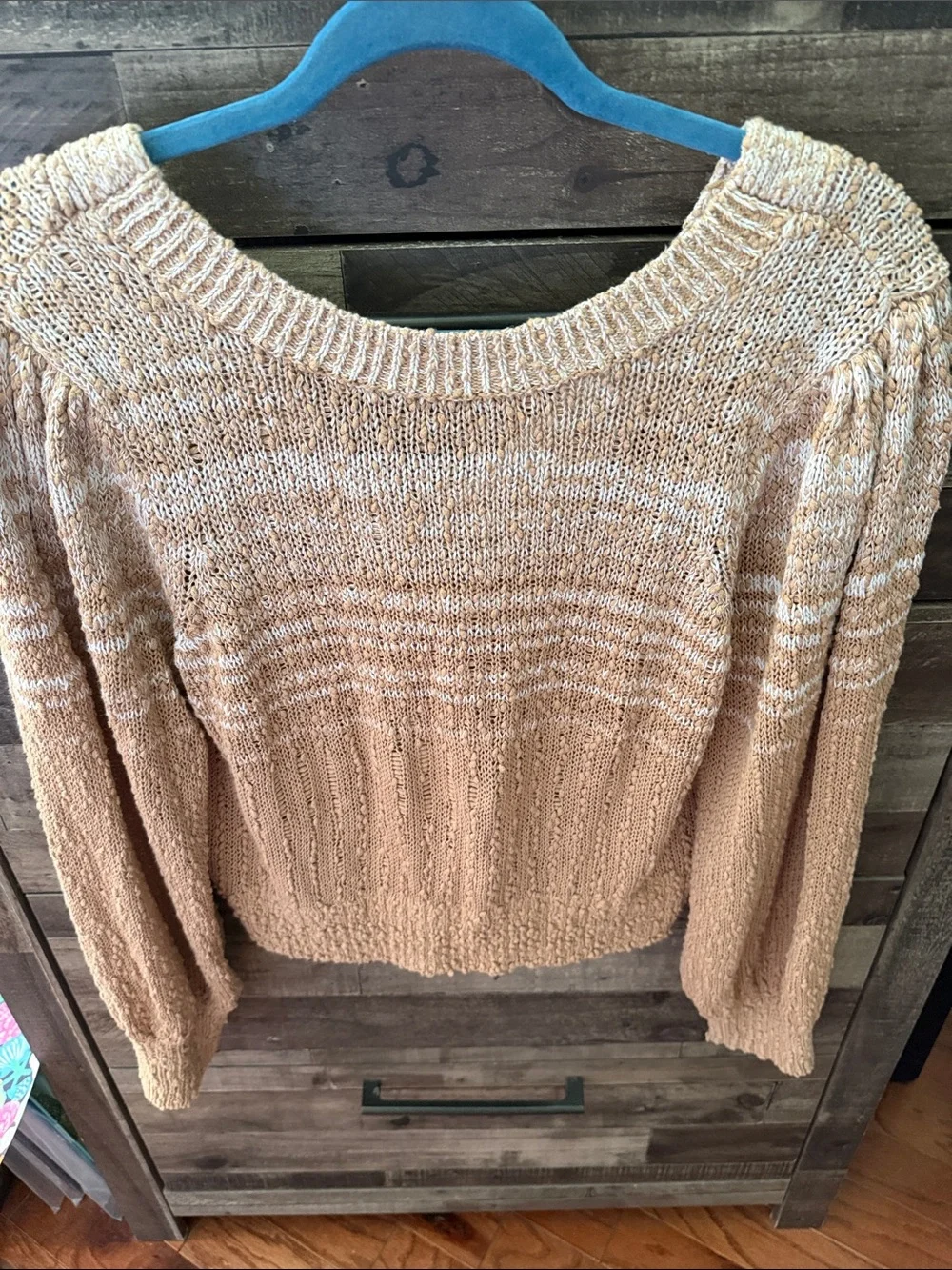 J. Crew Cropped V-Neck Cardigan in Light Tan and Cream